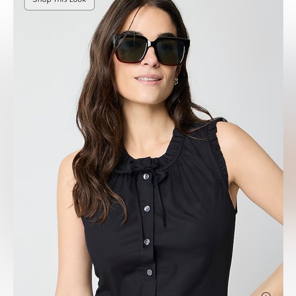 J Crew black ruffle tie neck mini dress regenerative cotton size 10 new - Picture 2 of 7